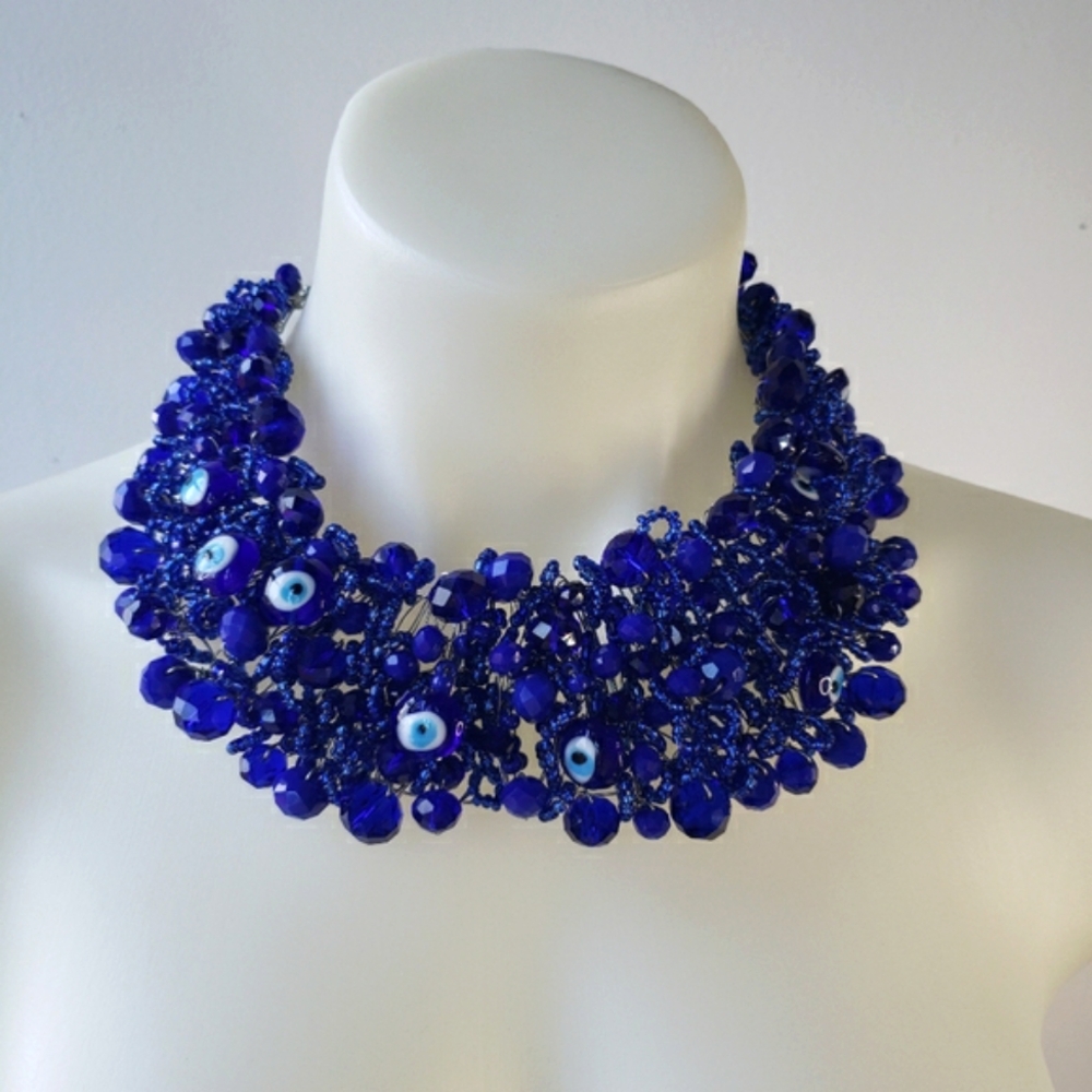 Cobalt Sapphire Blue Handmade Necklace one of a kind Monster High Cleo Wardrobe